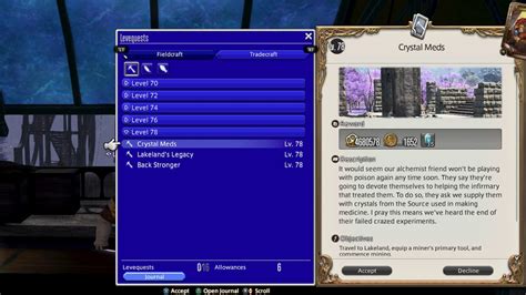 How to do gathering levequests in Final Fantasy XIV .